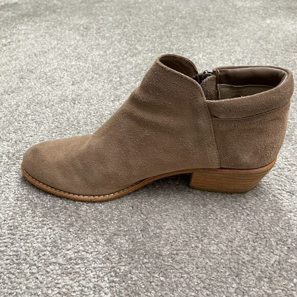 Steve Madden Tobii Leather suede Ankle Boots Womens 7 Brown Round Toe Side Zip - Picture 9 of 14